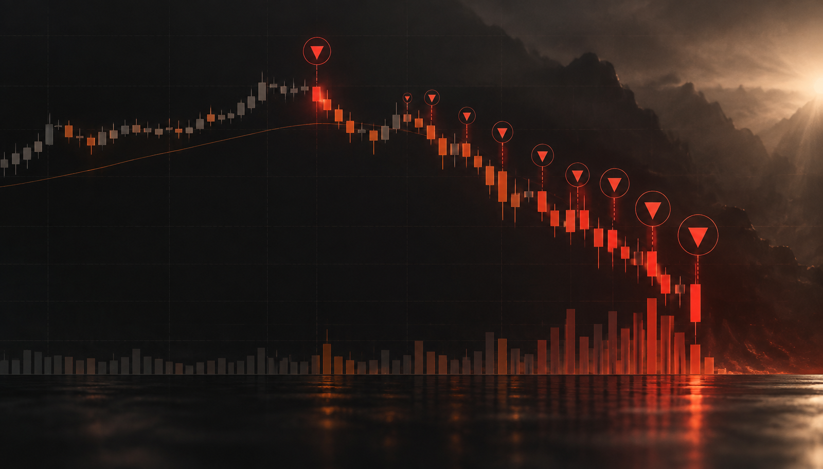 Trading timeline showing a revenge trading sequence after a loss